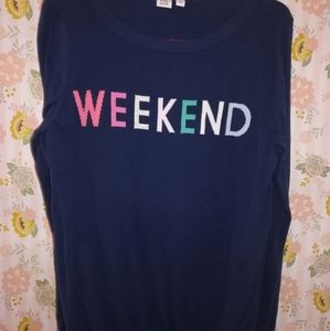 'Weekend' graphic sweater
